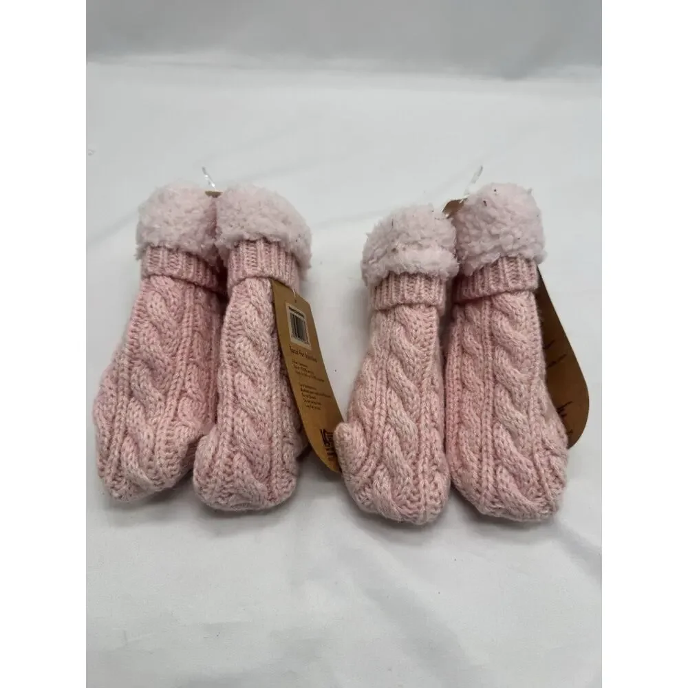 So ‘Dorable Faux Fir Lined Baby Booties Socks Pink 6-12 Mo NWT Winter Set Of 2
